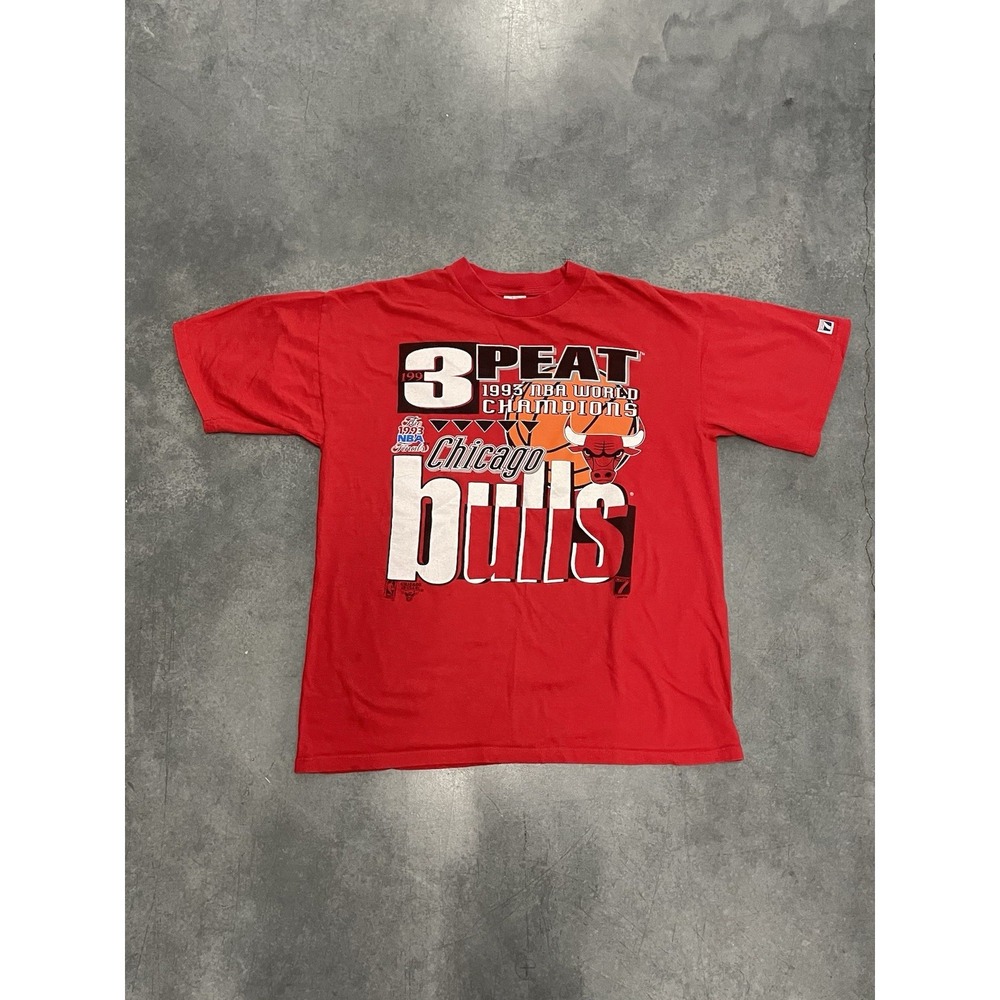 VTG 1993 NBA Final 3Peat Chicago Bulls Shirt Adult Large Red Single Stitch